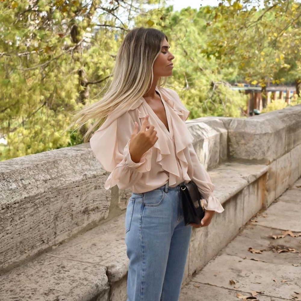 Zara Blush Ruffled Blouse - Picture 2 of 8